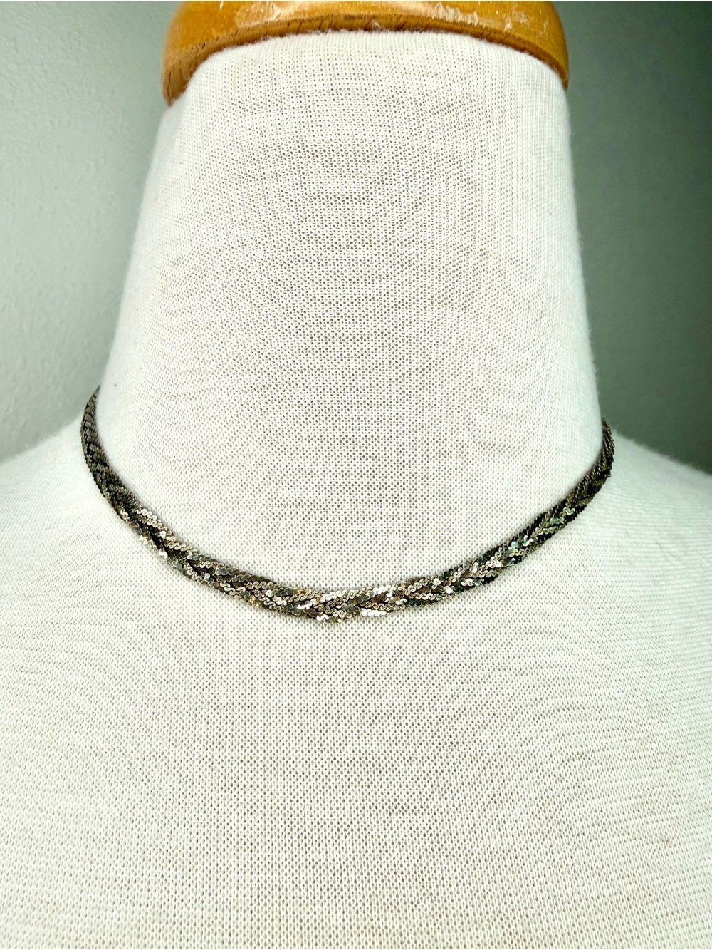 VTG Sterling Silver Necklace Braided 925 Made in Mexico MD 28 5mm 16" chain